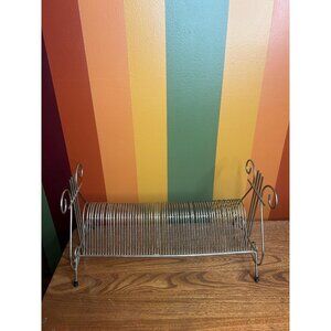 Gold LP record racks holder brass organization collection MCM